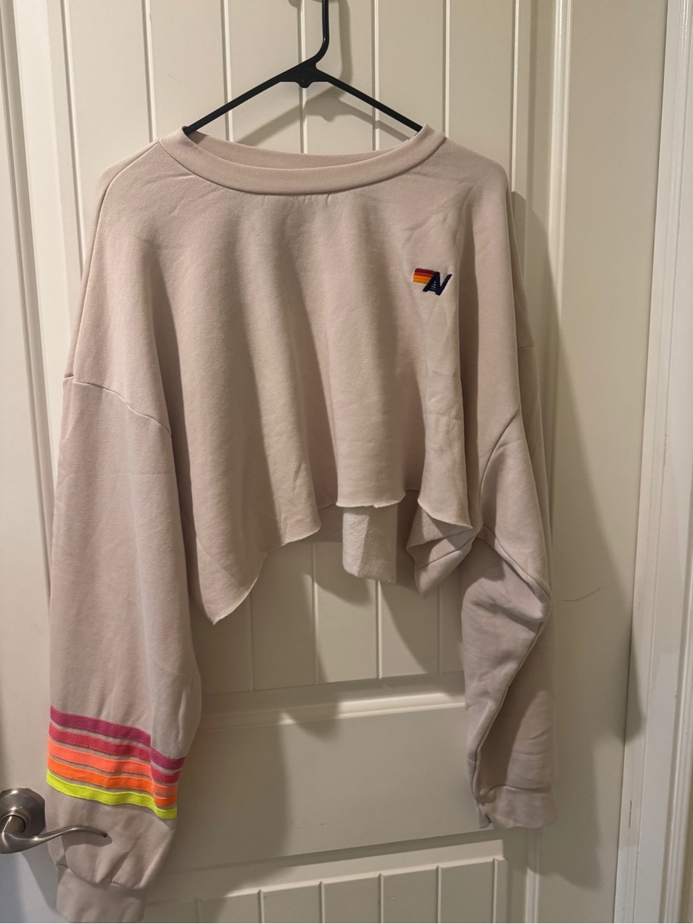 Aviator Nation Large Sweatpants and cropped Crew sweatshirt- Dove Color - Picture 7 of 7